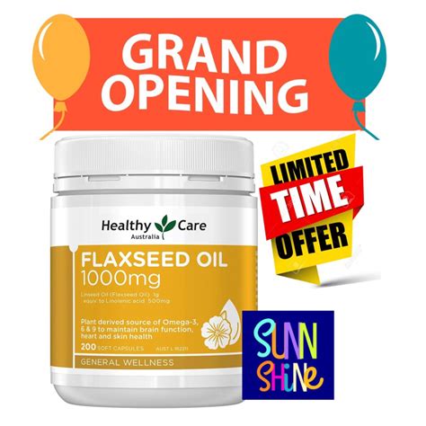 Healthy Care Flaxseed Oil 1000mg 200 Pcs Capsule From Australia