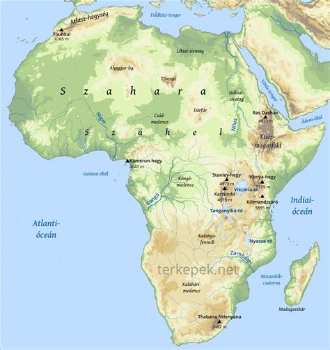 Afrika domborzati térképe