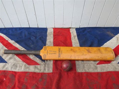 Antique Vintage Gunn And Moore Cricket Bat And Ball