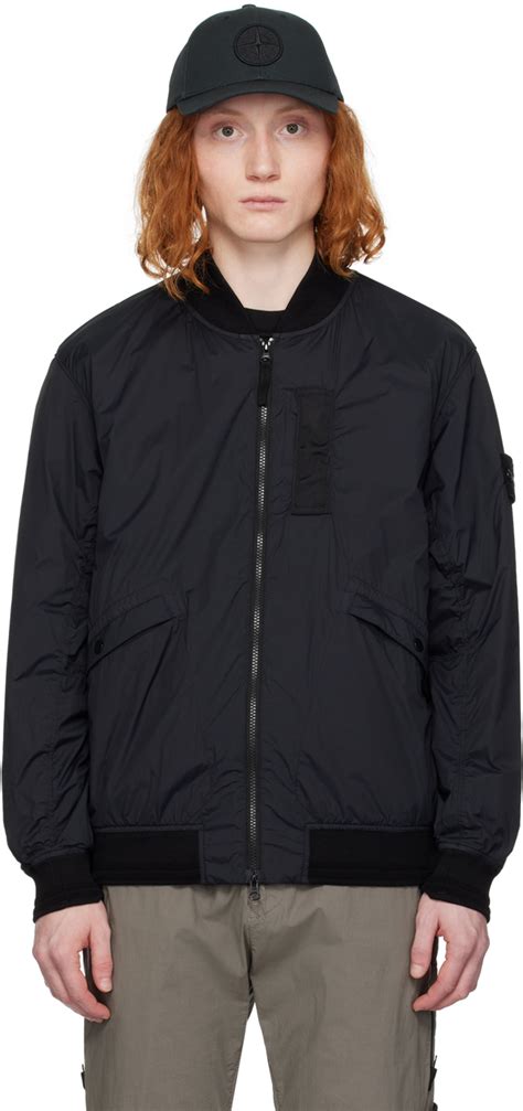 Stone Island Blouson aviateur teint en plongée noir SSENSE France