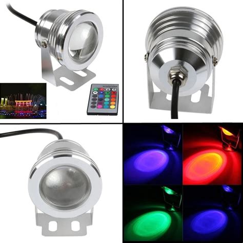 RGB 10W LED Underwater Light 12V Fishing Lamp IP68 Waterproof 1000LM