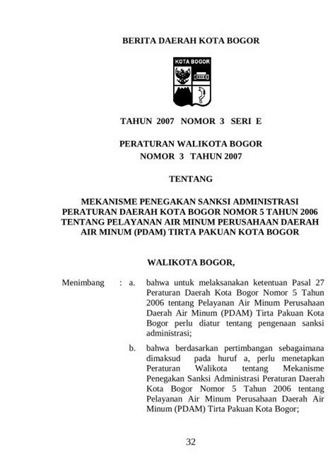 Pdf Lembaran Daerah Kota Bogor Tentang Susunan Organisasi Dan Tata