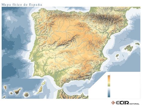 Mapa físico de España mudo - Tamaño completo | Gifex