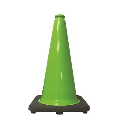 18 Lime Green Traffic Cone Black Base 3 Lbs Trafficsafetywarehouse