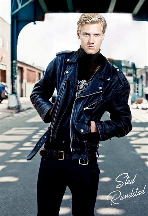 Deep Shade Sted Rundstad Handsome Men Leather Jacket Male Models