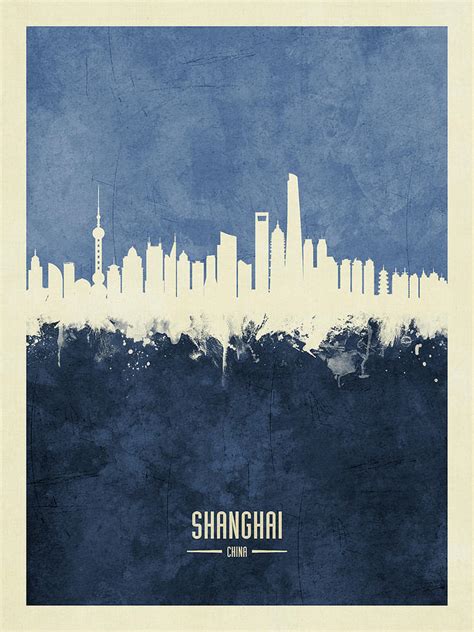 Shanghai China Skyline Digital Art By Michael Tompsett Fine Art America