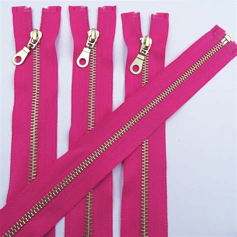 Rose Red Color 5 Sewing Zippers Brass Metal Open End Zipper Zippers