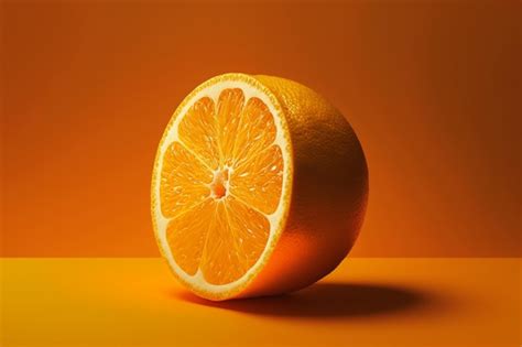 Una Naranja Cortada Por La Mitad Sobre Un Fondo Naranja Foto Premium