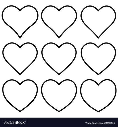 Set outline heart shape icon heart shape Vector Image