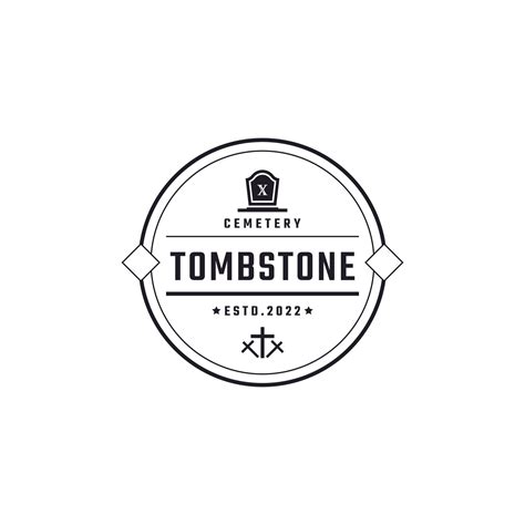 Vintage Retro Badge Emblem Tombstone Tomb Cemetery Logo Design Linear