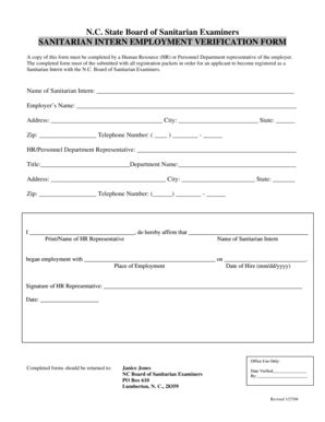 Fillable Online Employer Verification Intern Pdf Fax Email Print