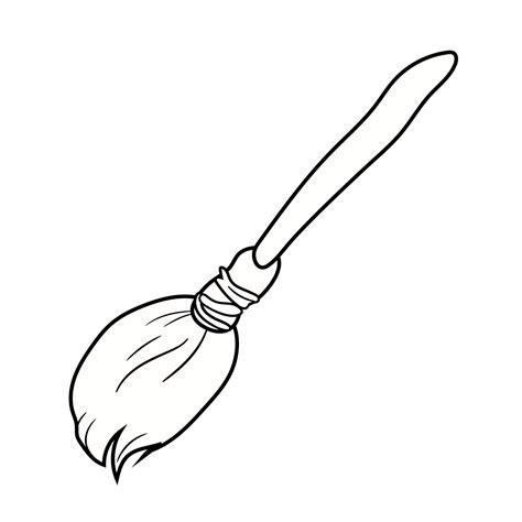 Contour black-and-white drawing of a broom. Vector illustration ...