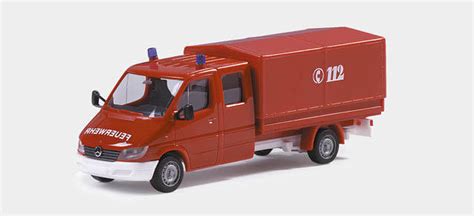 Herpa Mercedes Benz Sprinter Pritsche Plane DoKa Feuerwehr 044745