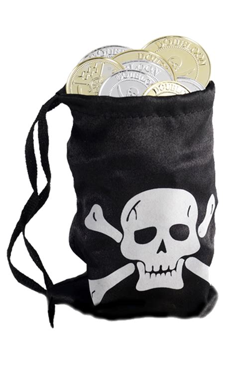 Pirate Coin Bag With Coins - fancydress.com