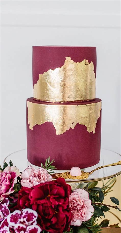 Obsessed With Everything About These Pretty Wedding Cakes Gilded Burgundy