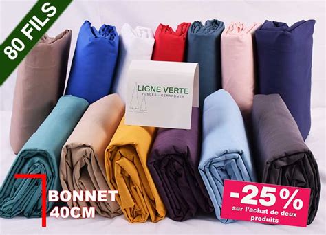 Draps Housses Bonnet 40 Percale 80 Fils Ligne Verte