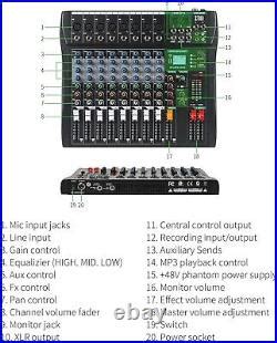 XTUGA CT80 8 Channel Professional Audio Mixer With Sound Controller