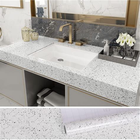 Veelike 157x118 Peel And Stick Countertop Paper Self Adhesive White Contact Paper Granite