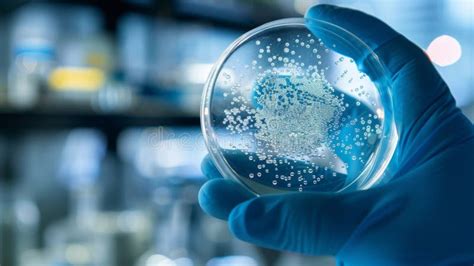 A Closeup Of A Scientists Gloved Hand Holding A Petri Dish Filled With