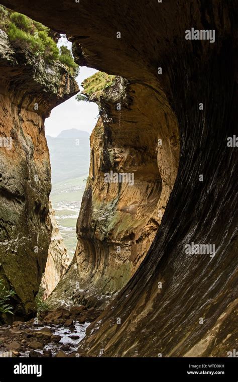 Inside The Eco Ravine A Slot Canyon In Clarens Sandstone Looking Out