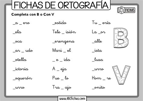 Fichas Con Ejercicios De Ortografía Para Niños