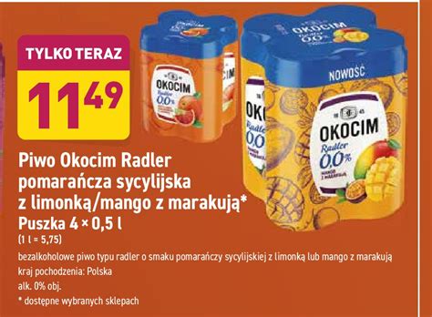 Piwo Okocim radler pomarańcza sycylijska z limonką 0 cena promocje