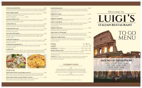 Luigi's Italian Restaurant Menu - Urbanspoon/Zomato