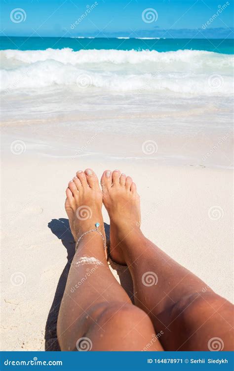 Tan Legs On The Beach Stock Image Image Of Waves Swarty 164878971