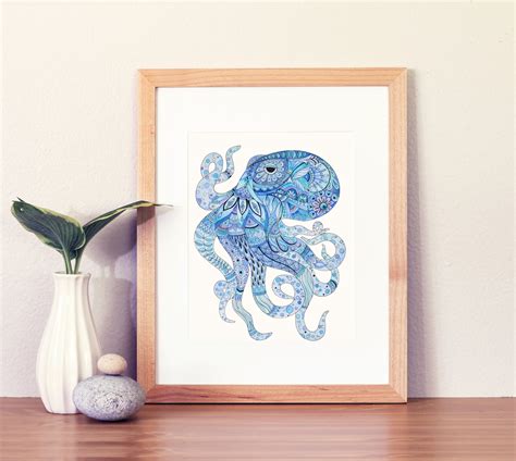 Octopus Watercolor Painting Octopus Art Print Octopus Wall | Etsy