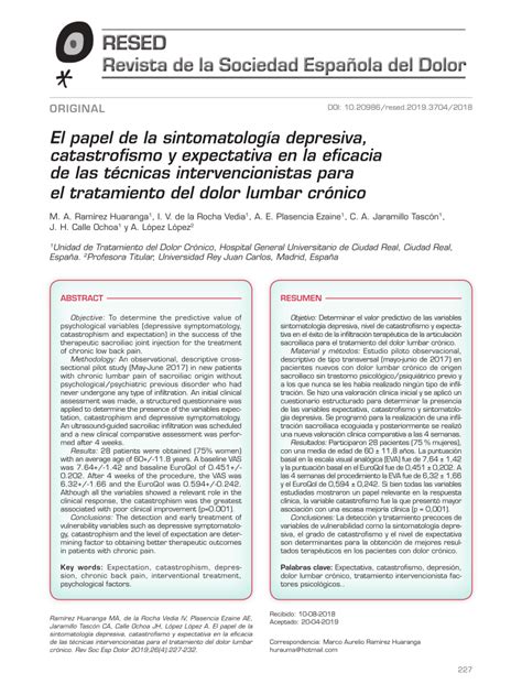 PDF El papel de la sintomatología depresiva catastrofismo y