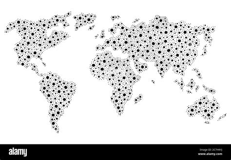 Mapa Del Mundo Círculo Gráfico Blanco Negro Aislado Dibujo Vector