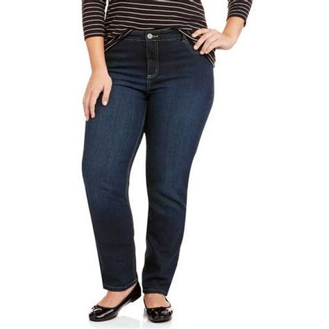 Womens Plus Size Slimming Classic Fit Straight Leg Jeans With Tummy