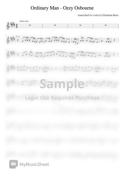 Ozzy Osbourne Ordinary Man Violin Sheet By Elisabetta Bosio Sheet Music