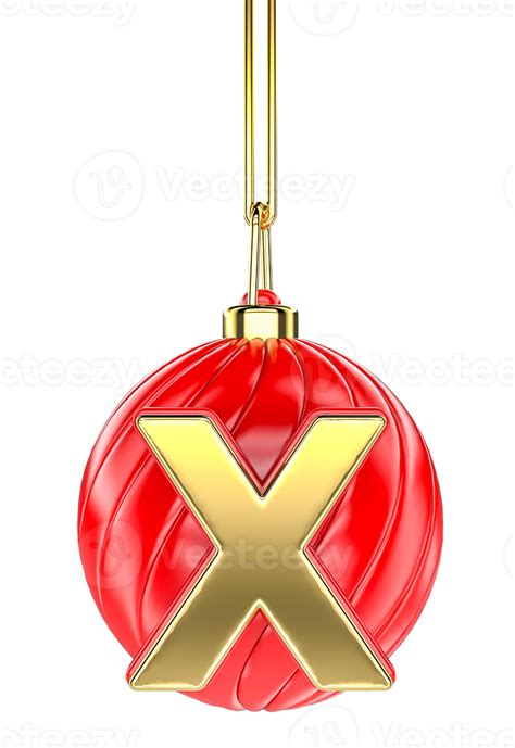 Ball Letter X Gold With Red 3d Render 25138231 Png