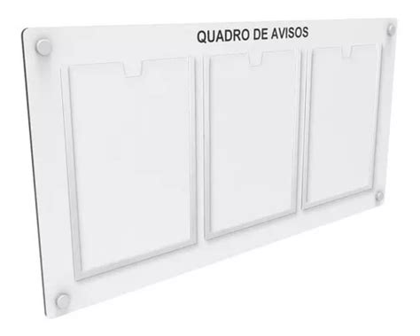 Quadro De Aviso Gestão C 3 Displays Acrílico P A4 Branco Frete grátis