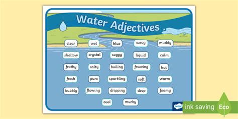 Water Adjectives Word Mat Lehrer Gemacht Twinkl