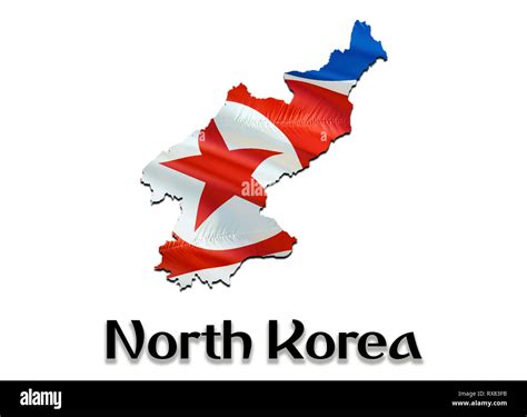 North Korea Map Flag D Rendering North Korea Map And Flag On Asia Map