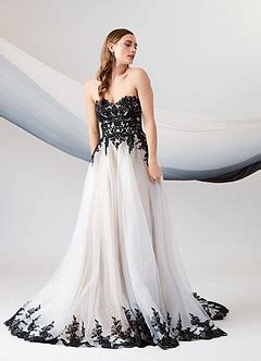 Azazie Adelaide Black Nude A Line Lace Tulle Dress Azazie