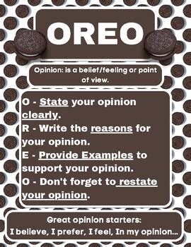 OREO Writing Strategy Poster By Joey Sala TPT