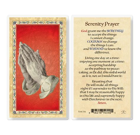 Serenity Prayer Long Version Gold Stamped Laminated Holy Card 25 Pack Buy Religious