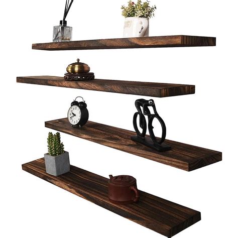 Cubilan 36 In W X 6 In D X 1 In Brown Decorative Wall Shelf Set Of