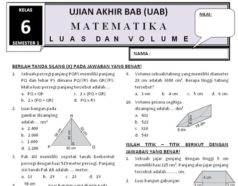 Download Soal Kelas 6 Matematika Luas Dan Volume 2 Rief Awa Blog