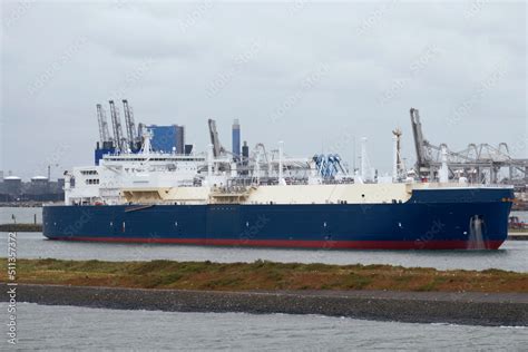 Liquified natural gas carrier. Methane Gas Carrier in the dutch port ...