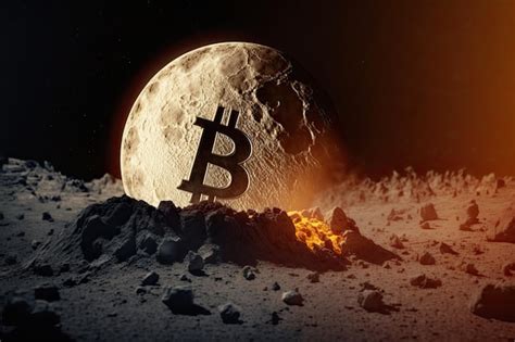 Premium Ai Image Bitcoin Btc On The Surface Of The Moon Against A