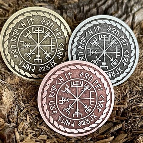 Vegvisir Wayfinder Viking Compass Coin Pendant Etsy