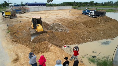 Amazing Project Land Filling With Perfect Skills Of Bulldozer Working