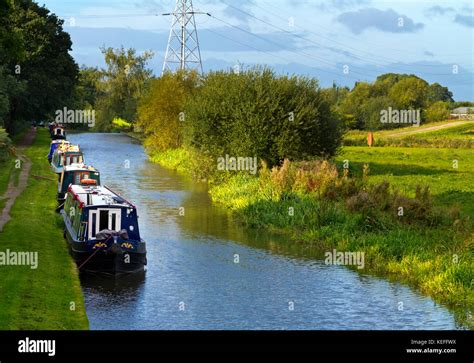 Narrow Boats On The Trent And Mersey Canal Near Willington In South