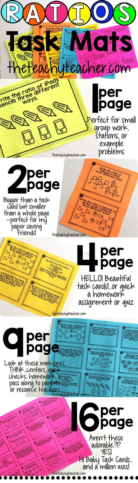 Ratio Task Mats Writing Ratios Equivalent Ratios Unit Rate Tables