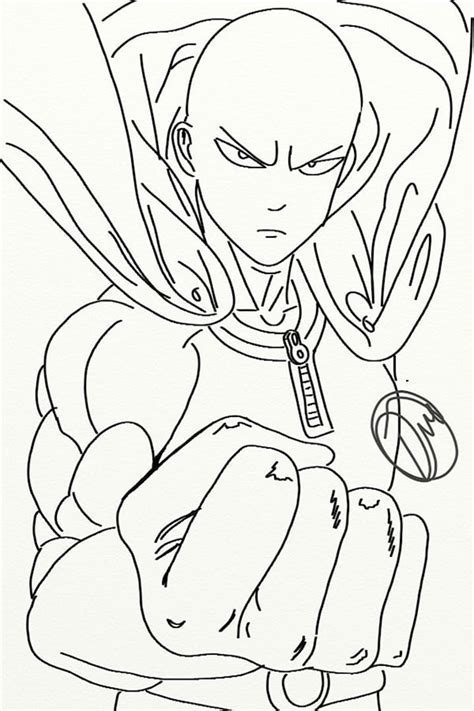 Genial Saitama Para Colorear Imprimir E Dibujar Coloringonly The Best