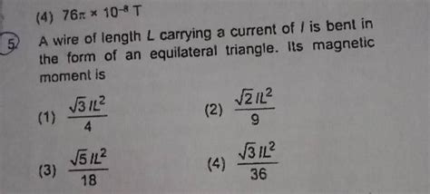 A Wire Of Length L Carrying A Current Of L Is Bent In The Form Of An Equi